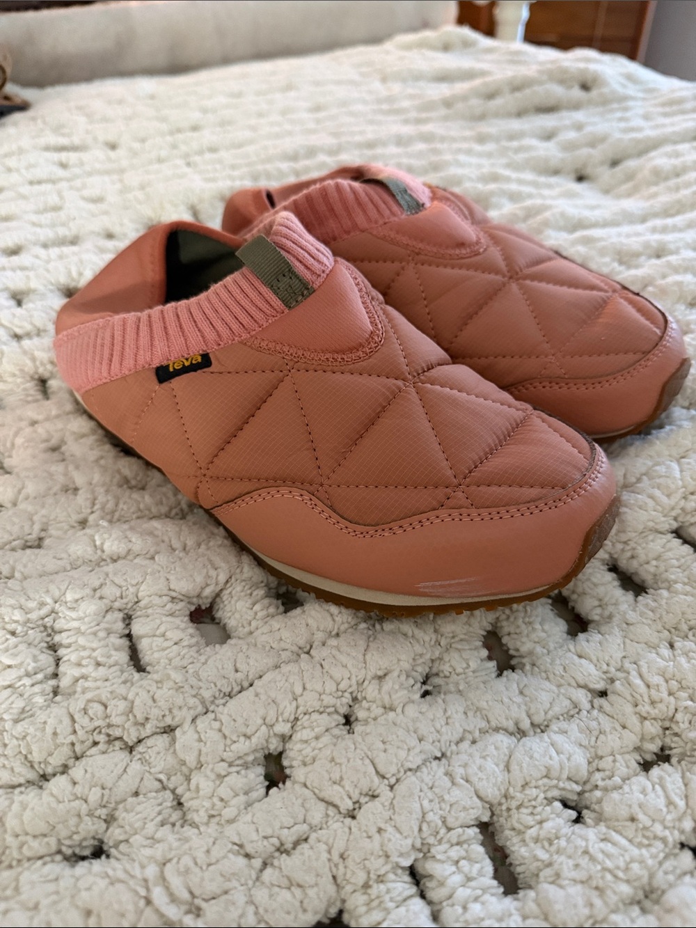 Teva Ember Quilted Slip-On Shoes in Dusty Pink